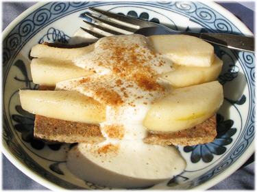 Buckwheat Banana Bread with Pears and Cashew Cream